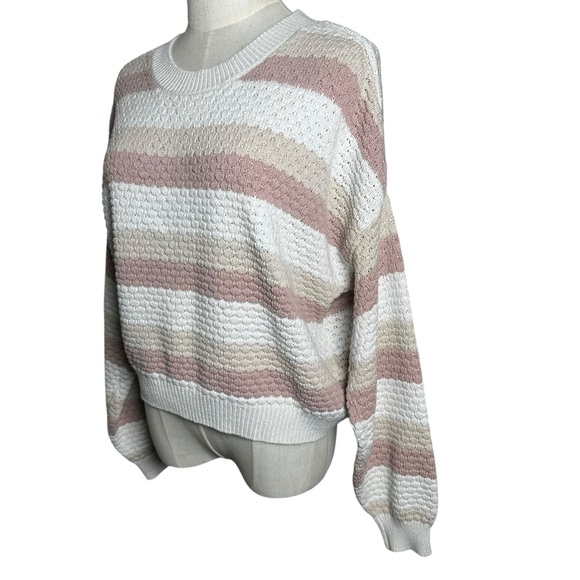 Hollister Color Block Striped Women's Crew Neck Sweater Small Pink Preppy Y2K - Picture 8 of 11